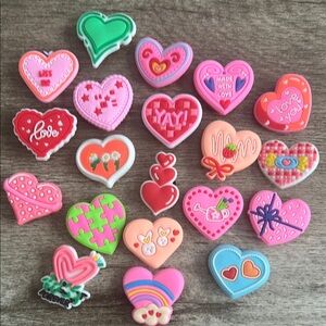 JIBBITZ. Colorful Heart-Shaped Shoe Charms. Set of 20. Crocs & similar. 🩷❤️🧡💛🩵